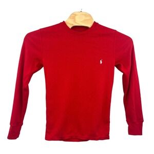 Polo Ralph Lauren Thermal Shirt Sleepwear Mens Small Red Waffle Knit White Pony